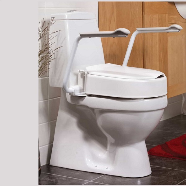 Повдигната тоалетна седалка с подлакътници за опора -надстройка за тоалетна чиния